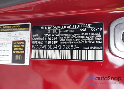 2019 Mercedes-Benz C 300 4Matic from USA, damaged, VIN WDDWK8EB4KF928834